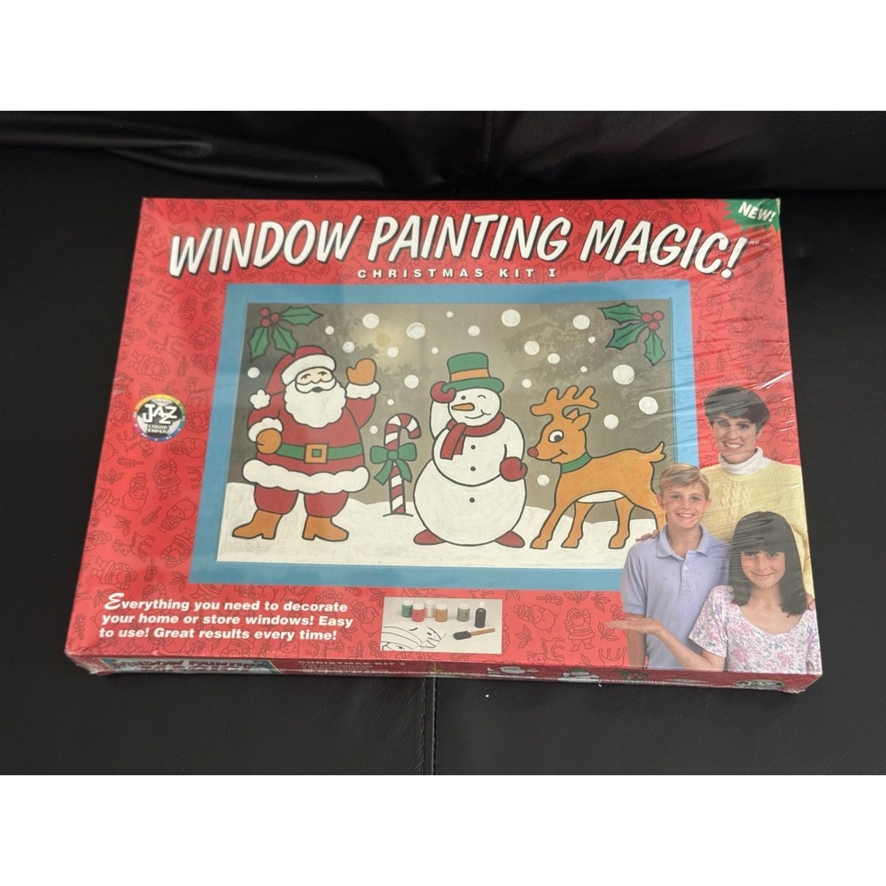 VTG 90s Window Painting Magic‎ Christmas Kit Home Store Windows Patterns Holiday